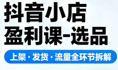 抖音小店盈利课-选品·上架·发货·流量全环节拆解-鸿雁学习网