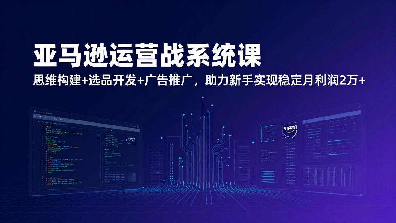 亚马逊运营实战系统课，思维构建+选品开发+广告推广，助力新手实现稳定月利润2万+(更新-鸿雁学习网