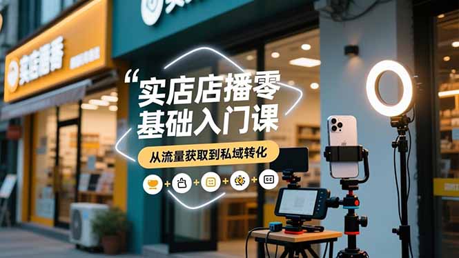 实体店播零基础入门课，实体店+短视频+直播+微信生态+私域社群，从流量获取到私域转化-鸿雁学习网