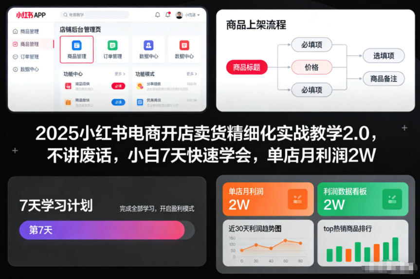 2025小红书电商开店卖货精细化实战教学2.0,不讲废话,小白7天快速学会,单店月利润2W 2025小红书电商开店卖货精细化实战教学2.0,不讲废话,小白7天快速学会,单店月利润2W