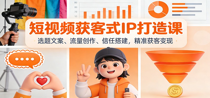 短视频获客式IP打造课：选题文案、流量创作、信任搭建，精准获客变现-鸿雁学习网