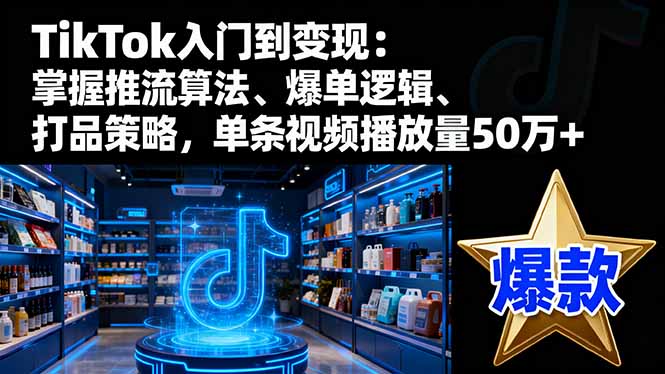 TikTok入门到变现：掌握推流算法、爆单逻辑、打品策略，单条视频播放量50w-鸿雁学习网