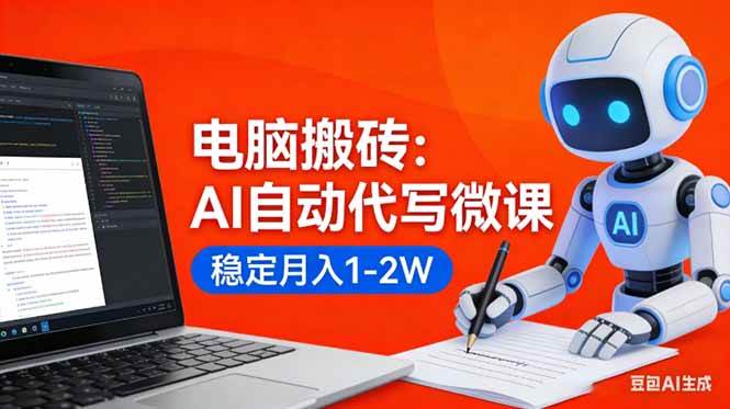 （17582期）电脑搬砖：AI自动代写微课，稳定月入1-2W，提供接单渠道，0门槛小白可做！-鸿雁学习网