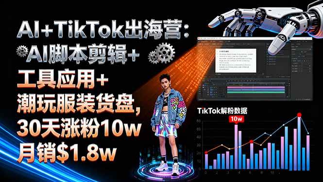 （16108期）AI+TikTok出海营:AI脚本剪辑+工具应用+潮玩服装货盘,30天涨粉10w月销$1.8w-鸿雁学习网