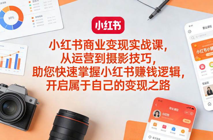 小红书商业变现实战课，从运营到摄影技巧，助您快速掌握小红书賺钱逻辑，开启属于自己的变现之路-鸿雁学习网