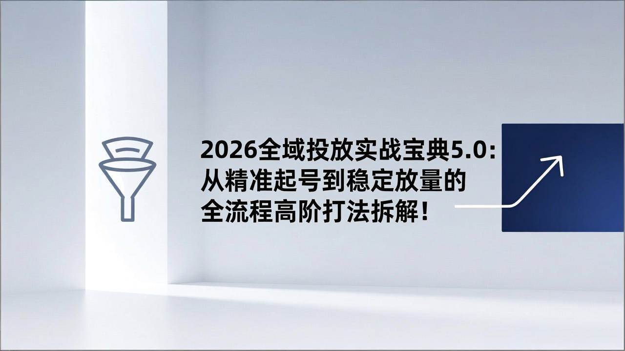 （17156期）2026全域投放实战宝典5.0：从精准起号到稳定放量的全流程高阶打法拆解！-鸿雁学习网