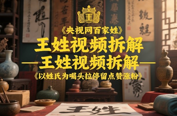 央视网百家姓–王姓视频拆解，以姓氏为噱头拉停留点赞涨粉-鸿雁学习网