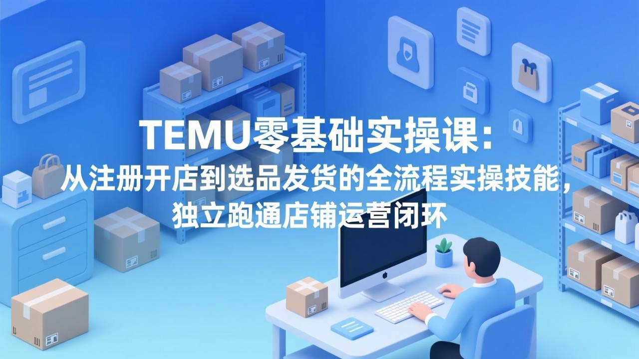 TEMU零基础实操课：从注册开店到选品发货的全流程实操技能，独立跑通店铺运营闭环-鸿雁学习网
