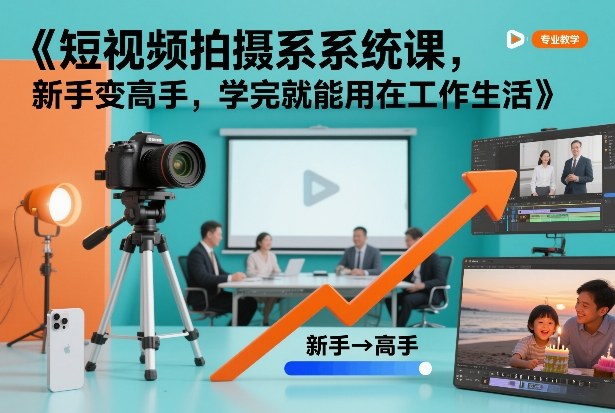 短视频拍摄系统课，新手变高手，学完就能用在工作生活-鸿雁学习网