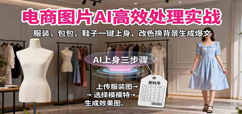 电商图片AI高效处理实战，服装，包包，鞋子一键上身，改色换背景生成爆文-鸿雁学习网