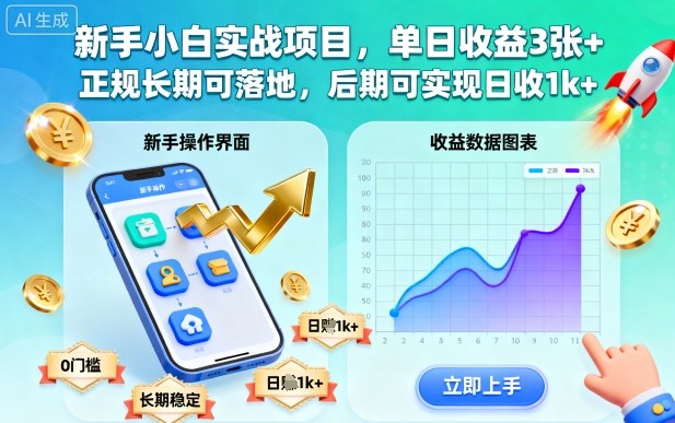 新手小白实战项目，单日收益3张+，正规长期可落地，后期可实现日收1k+【揭秘】-鸿雁学习网