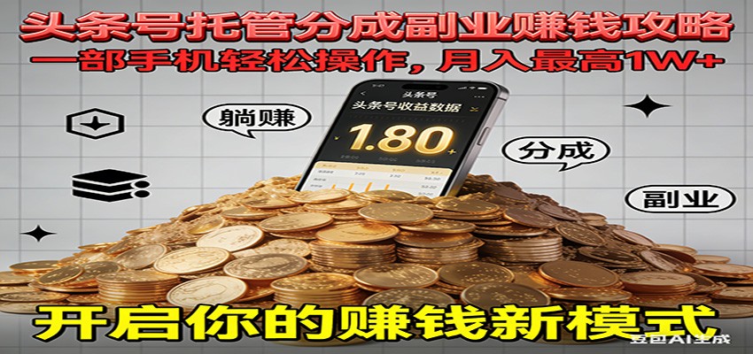 全程托管今日头条，一部手机就可以开干，最高躺赚1W+-鸿雁学习网