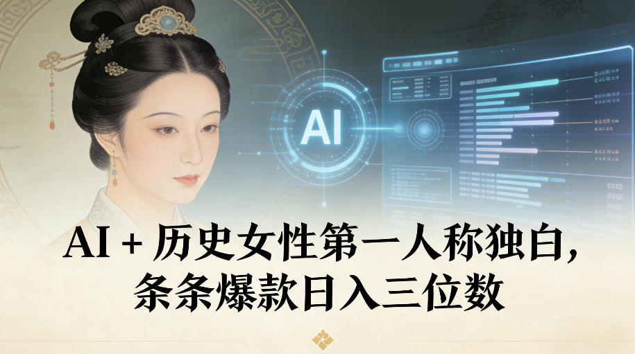 AI+历史女性第一人称独白，条条爆款日入三位数-鸿雁学习网