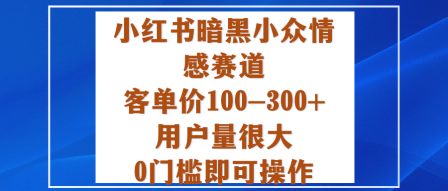 小红书暗黑小众情感赛道，客单价100-300+用户量很大，0门槛即可操作-鸿雁学习网