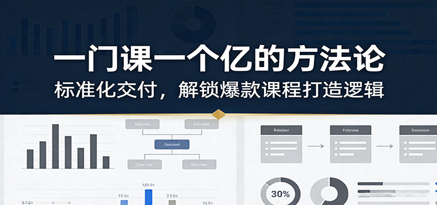 一门课一个亿的方法论：标准化交付，解锁爆款课程打造逻辑-鸿雁学习网