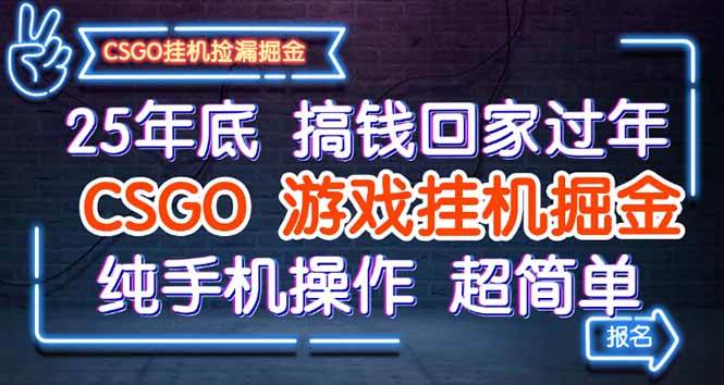 （16343期）25年底搞钱回家过年，CSGO游戏挂机掘金，纯手机操作超简单-鸿雁学习网