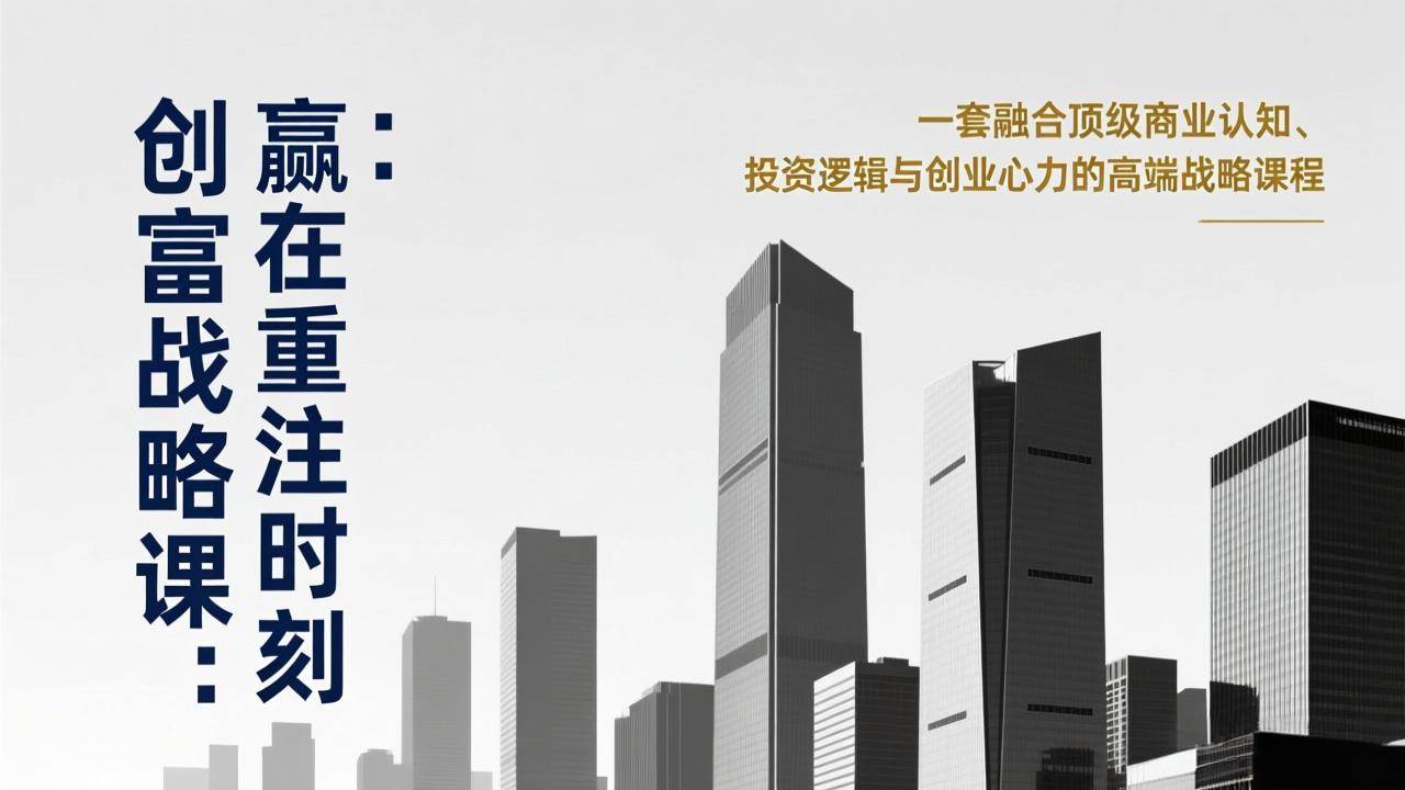 （17337期）《创富战略课：赢在重注时刻》一套融合顶级商业认知、投资逻辑与创业心力的高端战略课程-鸿雁学习网