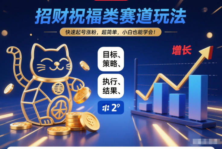 招财祝福类赛道玩法，快速起号涨粉，超简单，小白也能学会！-鸿雁学习网