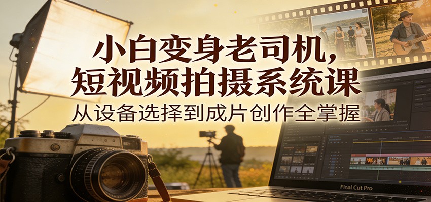 小白变身老司机，短视频拍摄系统课，从设备选择到成片创作全掌握-鸿雁学习网