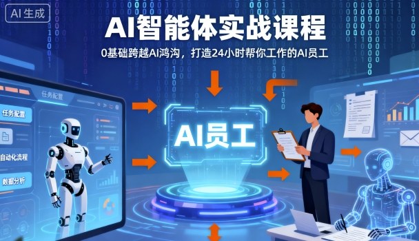 Ai智能体实战课程，0基础跨越Ai鸿沟，打造24小时帮你工作的Ai员工，打破常规，以实战定义Ai-鸿雁学习网