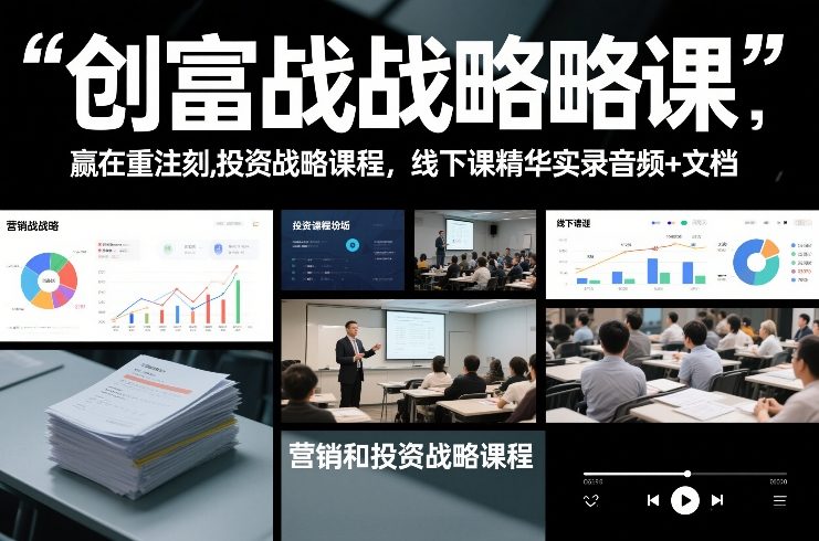 创富战略课，赢在重注时刻，营销和投资战略课程，线下课精华实录音频+文档-鸿雁学习网