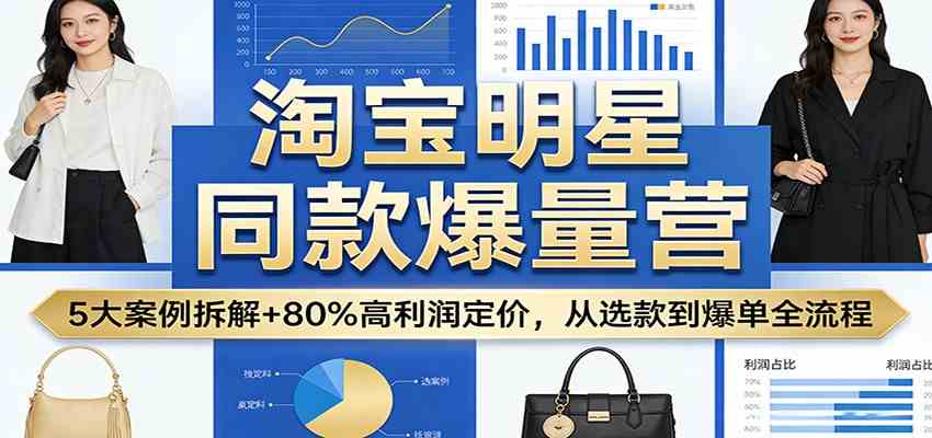 淘宝明星同款爆量营：5大案例拆解+80%高利润定价，从选款到爆单全流程-鸿雁学习网