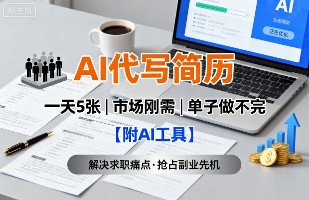 AI代写简历，一天5张，今年找工作难，市场刚需，单子做不完【附AI工具】-鸿雁学习网