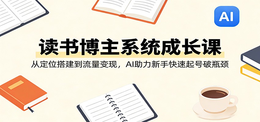 读书博主系统成长课：从定位搭建到流量变现，AI助力新手快速起号破瓶颈-鸿雁学习网