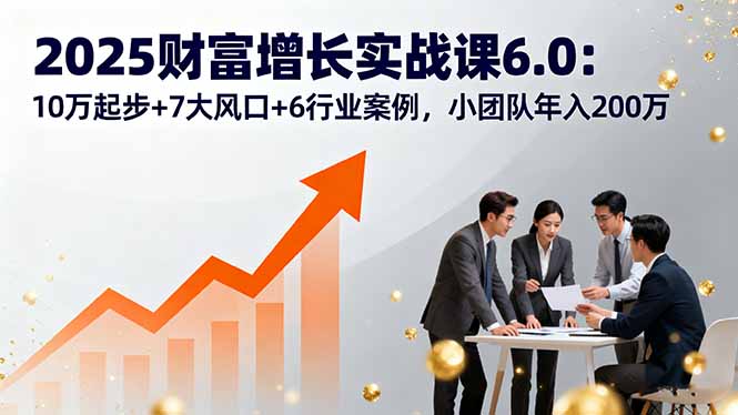 2025财富增长实战课6.0：10万起步+7大风口+6行业案例，小团队年入200万-鸿雁学习网