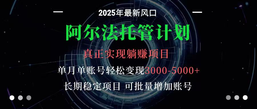 阿尔法托管计划 单账号月入3000-5000，长期稳定项目，新手小白轻松上手-鸿雁学习网