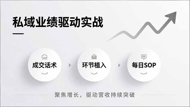 私域业绩驱动实战,成交话术、环节植入、每日SOP,聚焦增长,驱动营收持续突破 私域业绩驱动实战,成交话术、环节植入、每日SOP,聚焦增长,驱动营收持续突破