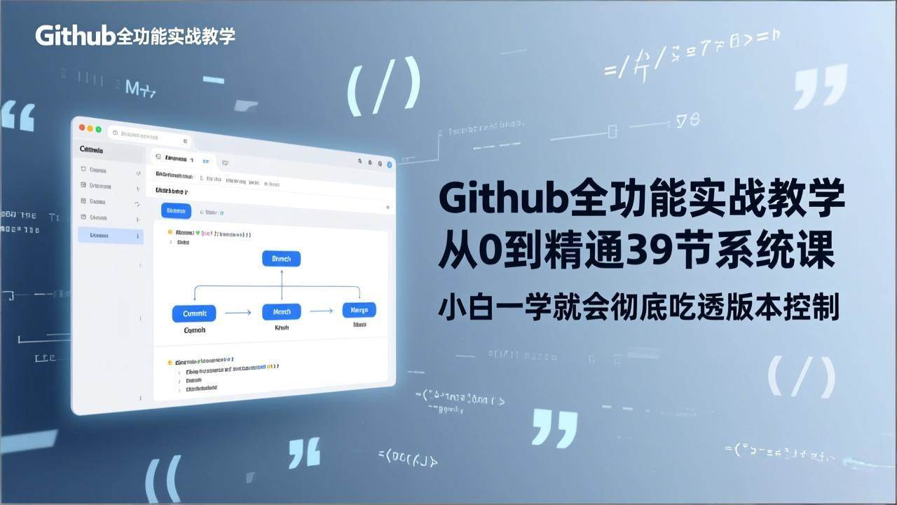 （17501期）GitHub-全功能实战教学，从0到精通39节系统课，小白一学就会彻底吃透版本控制-鸿雁学习网