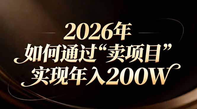 站在2026年的十字路口：一个普通人如何通过卖项目实现年入200万-鸿雁学习网