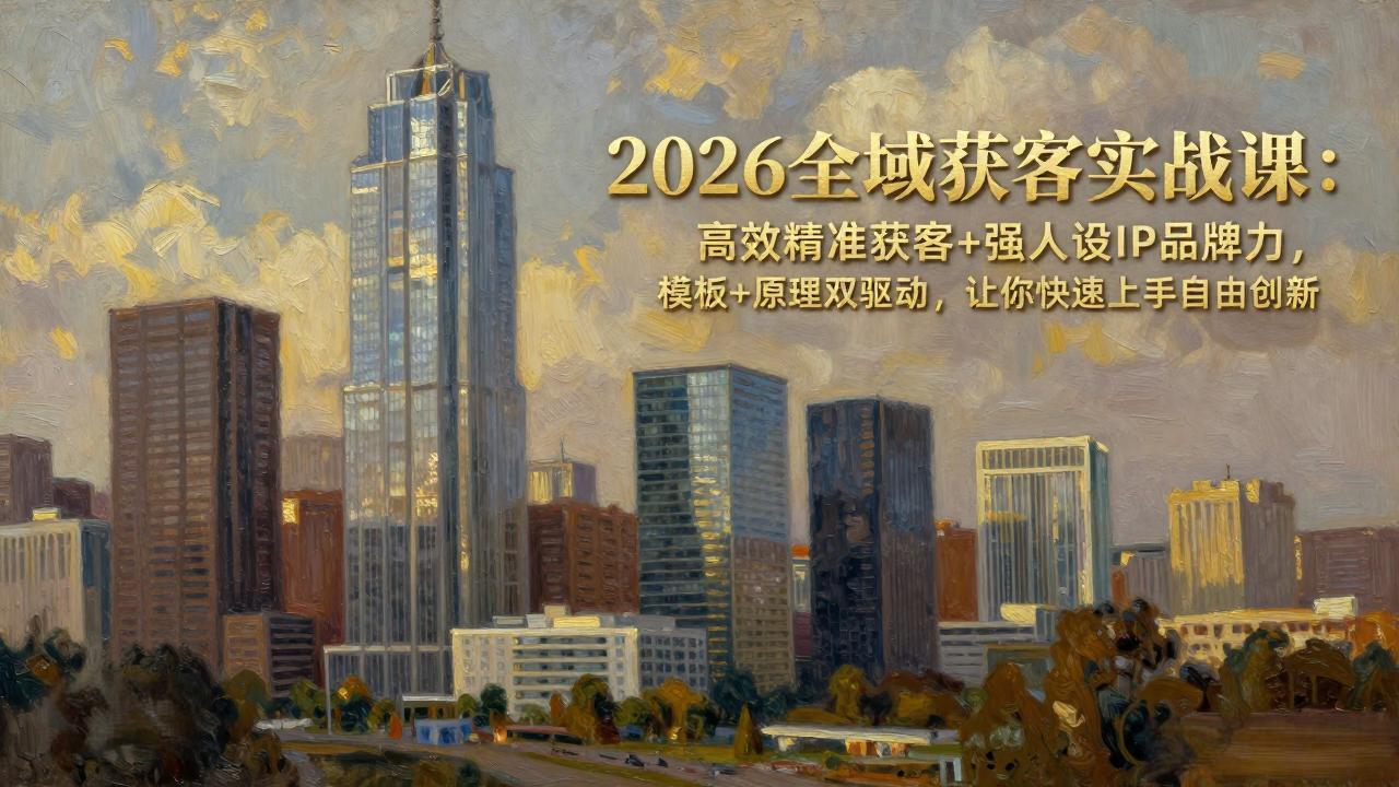 2026全域获客实战课：高效精准获客+强人设IP品牌力，模板+原理双驱动，让你快速上手自由创新-鸿雁学习网