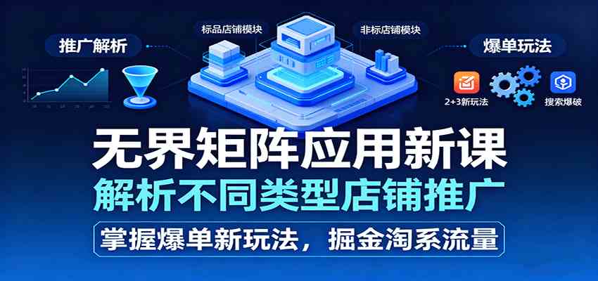 无界矩阵应用新课，解析不同类型店铺推广，掌握爆单新玩法，掘金淘系流量-鸿雁学习网