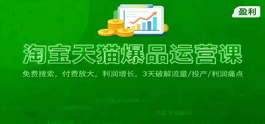 淘宝天猫爆品运营课：免费搜索，付费放大，利润增长，3 天破解流量/ 投产/利润痛点-鸿雁学习网