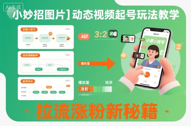 小妙招图片＋动态视频起号玩法教学，拉流涨粉新秘籍-鸿雁学习网