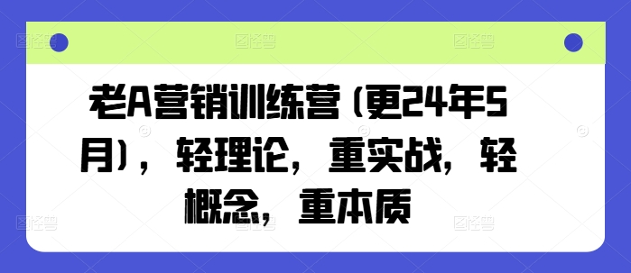 老A营销训练营(更25年10月)，轻理论，重实战，轻概念，重本质-鸿雁学习网
