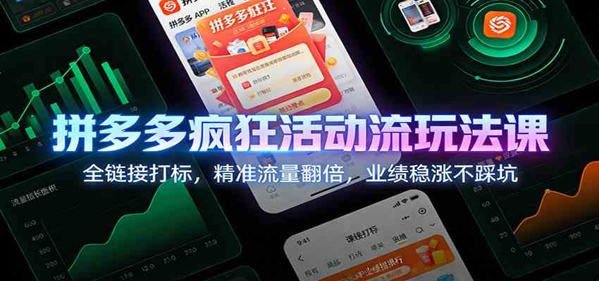 拼多多疯狂活动流玩法课：全链接打标，精准流量翻倍，业绩稳涨不踩坑-鸿雁学习网