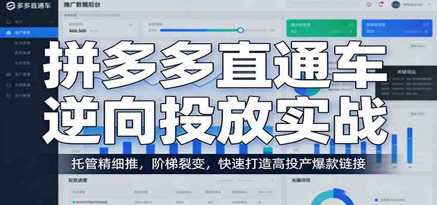 拼多多直通车逆向投放实战：托管精细推，阶梯裂变，快速打造高投产爆款链接-鸿雁学习网