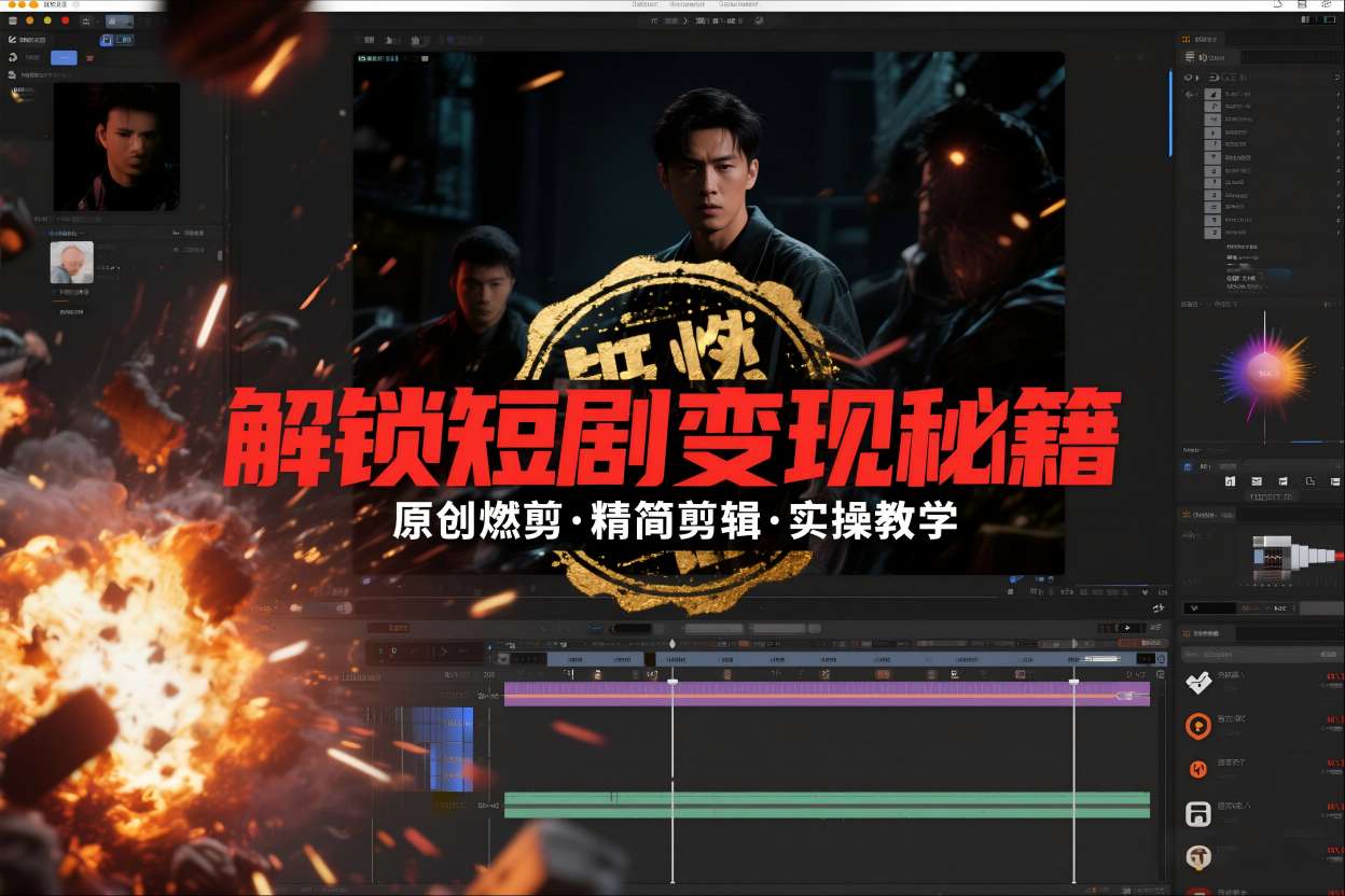 短剧拉新之原创燃剪精简剪辑实操课，解锁短剧变现秘籍-鸿雁学习网