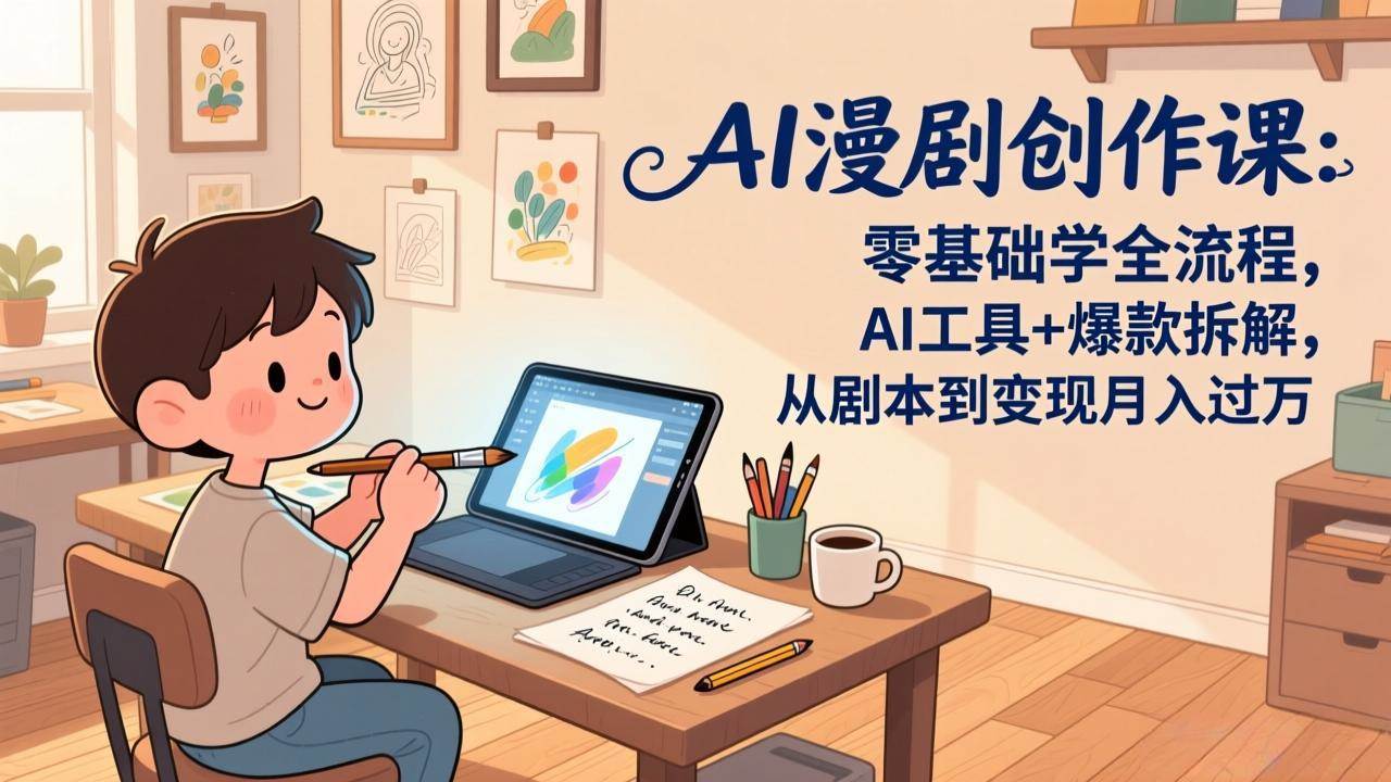 （17519期）AI漫剧创作课：零基础学全流程，AI工具+爆款拆解，从剧本到变现月入过万-鸿雁学习网