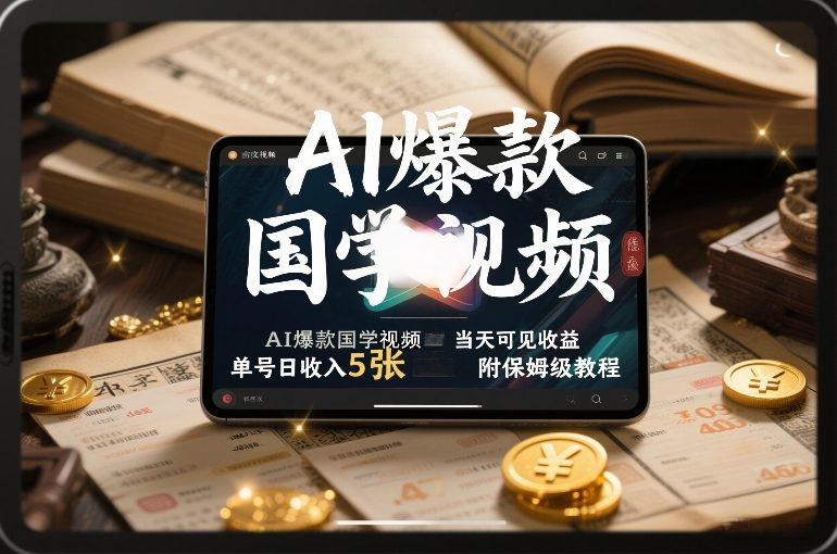 AI爆款国学视频，独家起号方法，小白直接上手，当天可见收益，单号日收入5张+附保姆级教程-鸿雁学习网