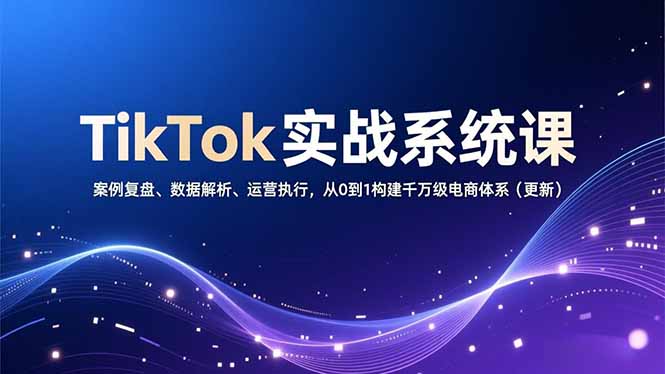 TikTok实战系统课，案例复盘、数据解析、运营执行，从0到1构建千万级电商体系(更新-鸿雁学习网