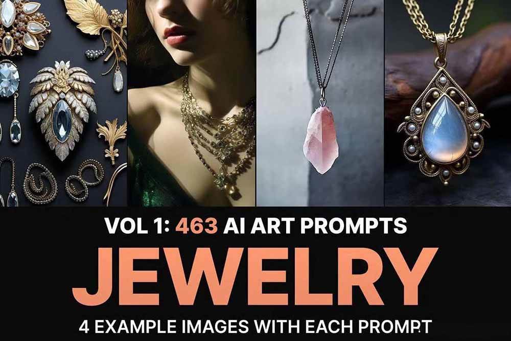 （17272期）460+专业Midjourney珠宝摄影AI提示词+成效果图，戒指/项链/耳环/手链/宝石/及奢侈配饰等全品类