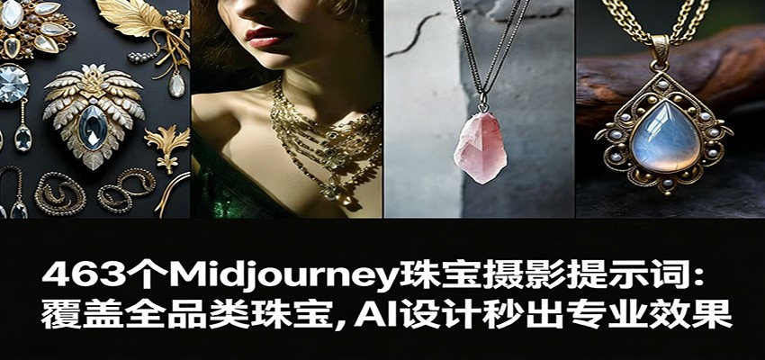 463个Midjourney珠宝摄影提示词：覆盖全品类珠宝，AI设计秒出专业效果-鸿雁学习网
