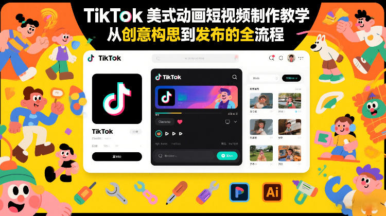 TikTok美式动画短视频制作教学，从创意构思到发布的全流程-鸿雁学习网
