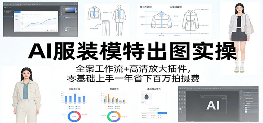 AI服装模特出图实操：全案工作流+ 高清放大插件，零基础上手一年省下百万拍摄费-鸿雁学习网