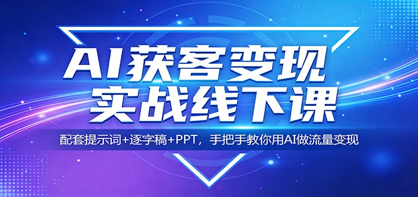 AI获客变现实战线下课：配套提示词+逐字稿+PPT，手把手教你用AI做流量变现-鸿雁学习网