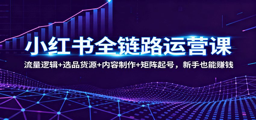 小红书全链路运营课：流量逻辑+选品货源+内容制作+矩阵起号，新手也能赚钱-鸿雁学习网